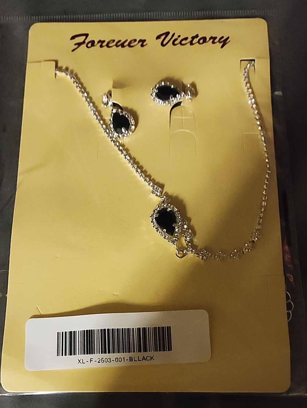 Black Teardrop Necklace and Earring Set
